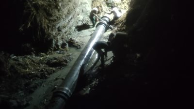 الانتهاء من إصلاح كسر الخط الرئيسي للمياه بالقصاصين في الإسماعيلية 