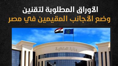 الأوراق المطلوبة لتقنين وضع الأجانب المقيمين في مصر (إنفوجراف)