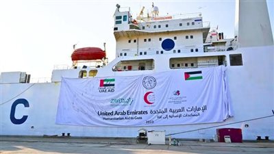 وصول سفينة المساعدات الثانية إلى ميناء العريش البحري المقدمة لغزة 