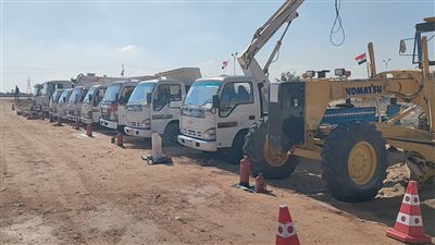 سكرتير عام محافظة شمال سيناء يشهد اصطفاف سيارات ومعدات الأزمات والكوارث