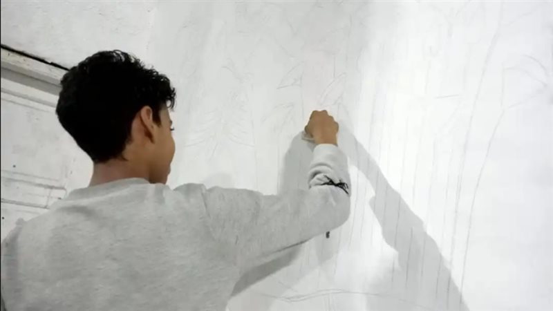 جانب من تنفيذ الجدارية،فيتو