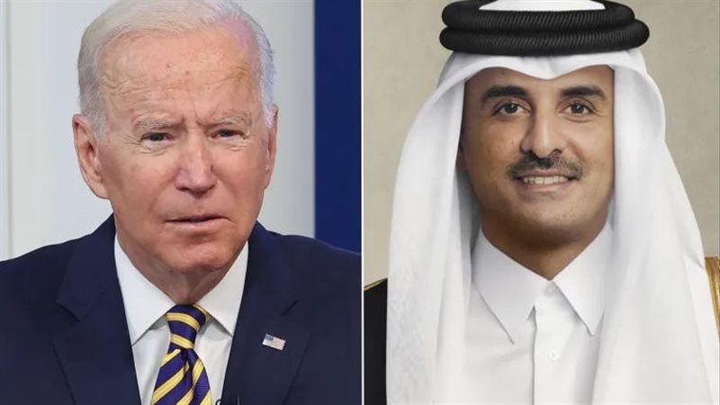 أمير قطر وبايدن،