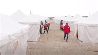 لقطات مصورة لـ معسكر الإغاثة المصري في خان يونس (فيديو)