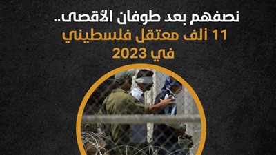 نصفهم بعد طوفان الأقصى.. 11 ألف معتقل فلسطيني في 2023 (انفوجراف)