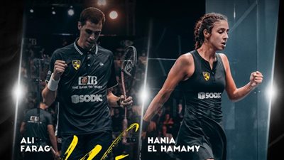 تأهل علي فرج وهانيا الحمامي لربع نهائي بطولة جي بي مورجان للإسكواش