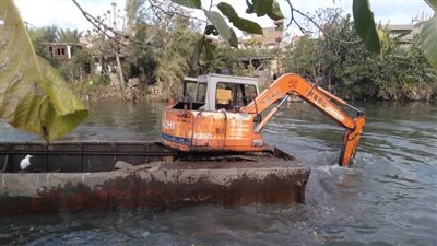 تطهير ورفع الحشائش بقناة طنطا الملاحية (صور)