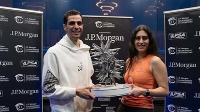 وزير الرياضة يهنئ أبطال الإسكواش ببطولة جي بي مورجان رجال وسيدات