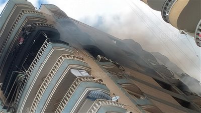 حريق شقة في عقار بالمعصرة (صور) 