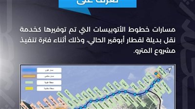 26 مسارا لنقل الركاب بديلا لقطار أبوقير بعد توقفه 