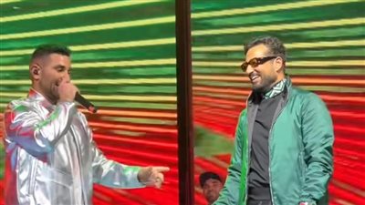 عمرو سعد يفاجئ شقيقه أحمد على المسرح أثناء حفله في دبي (صور)