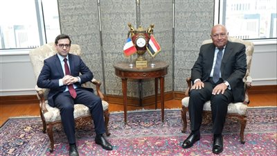 سامح شكري يستقبل وزير أوروبا والشئون الخارجية لجمھوریة فرنسا (صور)