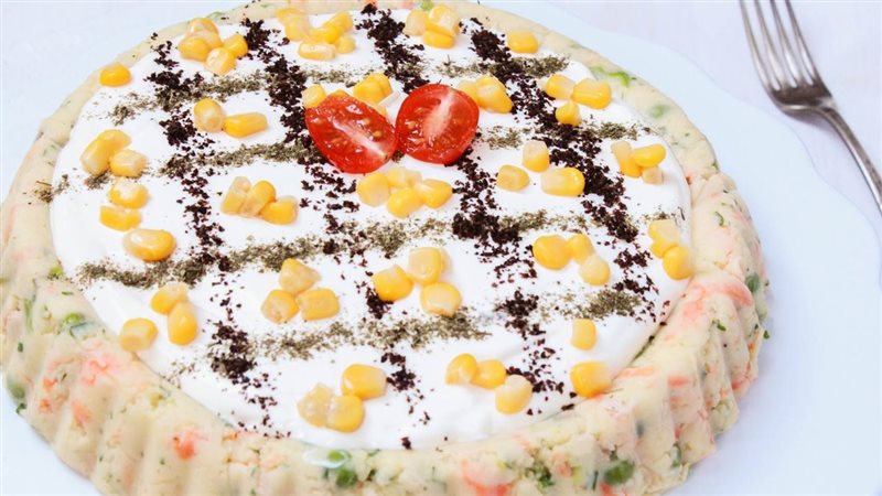 تارت البطاطس والجمبري،