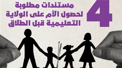 4 مستندات مطلوبة لحصول الأم على الولاية التعليمية قبل الطلاق | إنفوجراف