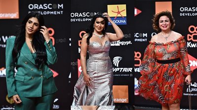 الهواء يداعب النجمات على ريد كاربت مهرجان الجونة| فيديو 