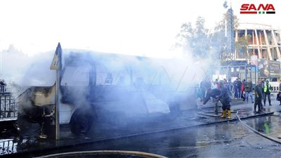 قتلى ومصابين في تفجير إرهابي استهدف حافلة عسكرية بدمشق| فيديو وصور