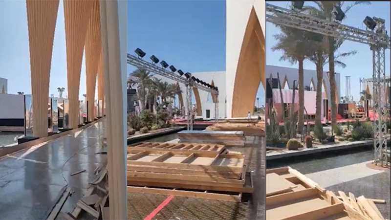 لحظة فك مسرح المهرجان