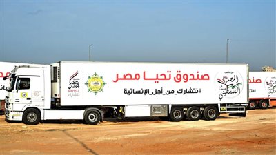  نتشارك من أجل الإنسانية، صندوق تحيا مصر يطلق 101 شاحنة إغاثية لغزة