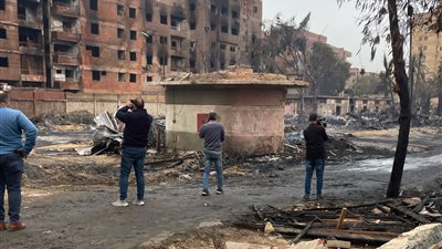 النيران تلتهم محتويات 42 شقة، حجم خسائر استديو الأهرام (صور)