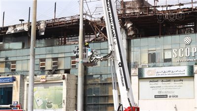 آثار الدمار في حريق شارع التسعين بالتجمع (صور) 