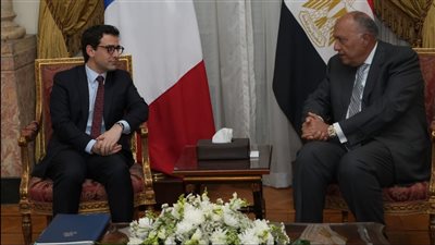 جلسة مباحثات مغلقة بين وزير الخارجية ونظيره الفرنسي (صور) 