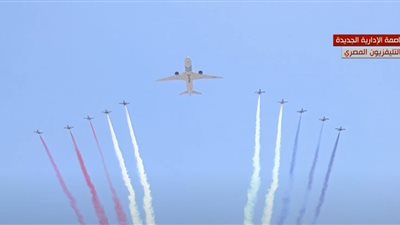 نسور القوات الجوية يزينون سماء العاصمة الإدارية بعلم مصر بالتزامن مع حفل تنصيب السيسي (فيديو) 