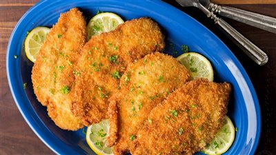 طريقة عمل سكالوب بانيه الدجاج بالليمون