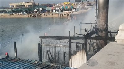 حريق هائل بكورنيش الإسكندرية بنادي الصيادلة (صور)