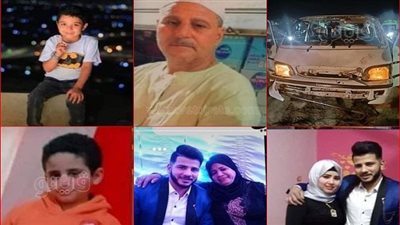 زوجان وأبنيهما وحفيد، صور ضحايا حادث سقوط ميكروباص بنيل بني سويف