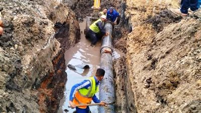 الانتهاء من إصلاح تسريب خطوط مياه الشرب بصان الحجر في الشرقية 