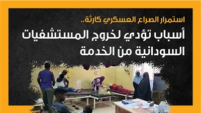 استمرار الصراع العسكري كارثة.. أسباب تؤدي لخروج المستشفيات السودانية من الخدمة (إنفوجراف) 