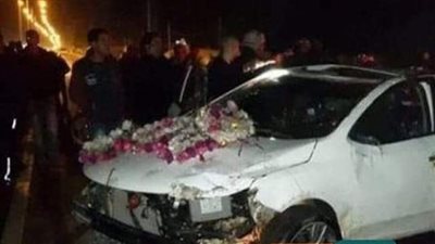 الفرح تحول إلى جنازة، لحظة انتشال سيارة زفاف عروسين بعد سقوطها بترعة دندرة (صور)