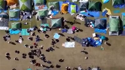 مشاهد جوية توثق حجم مخيم جامعة كولومبيا للتضامن مع غزة (فيديو)