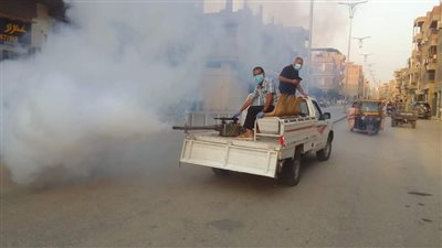 حملة لرش الناموس والحشرات الطائرة بجهاز الضباب في البدرشين (صور)