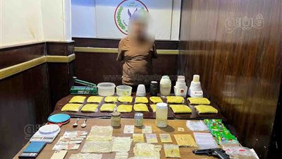 ضبط مصنع لإنتاج مخدر البودر في العبور 