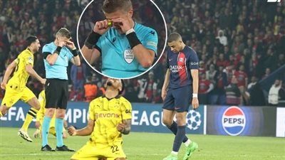 سر بكاء حكم مباراة باريس سان جيرمان ودورتموند عقب المباراة