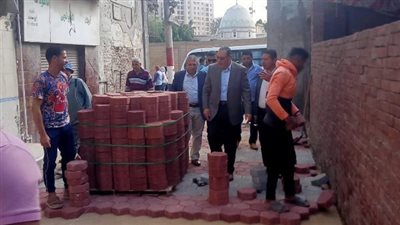 تركيب بلاط الإنترلوك بمنطقة المعهد الديني فى الزقازيق بالشرقية 