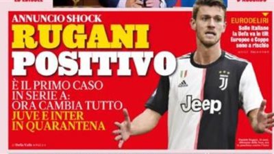 صدمة إصابة مدافع يوفنتوس بفيروس كورونا تتصدر الصحف الإيطالية