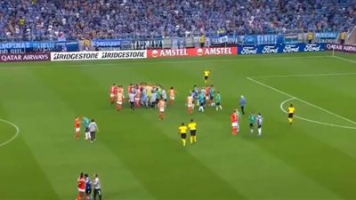 طرد 8 لاعبين في ديربي البرازيل بعد اشتباك بين جريميو وإنترناسيونال | فيديو