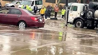 كسر ماسورة صرف صحى تتسبب فى انهيار 70 مترا بدائرى التجمع الخامس