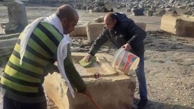 رفع مياه الأمطار من معبد إيزيس بهبيت الحجارة بالغربية بـ 