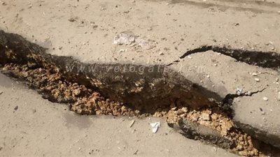 هبوط أرضي على الرياح التوفيقي بطول 30 مترا في بنها | صور