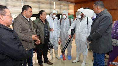 حملة لتطهير أماكن تجمعات المواطنين للوقاية من كورونا في الدقهلية