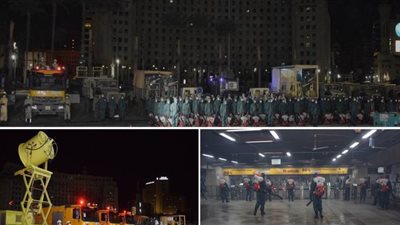 القوات المسلحة تعقم مجمع التحرير وعددا من الميادين والشوارع ومحطة مترو السادات