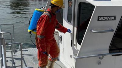 استكمال أعمال التعقيم بموانئ شرق وغرب بورسعيد لليوم الثاني | صور