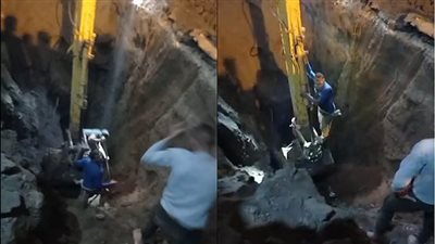 لحظة استخراج جثة عامل انهار عليه حفر الصرف الصحي ببني سويف |فيديو