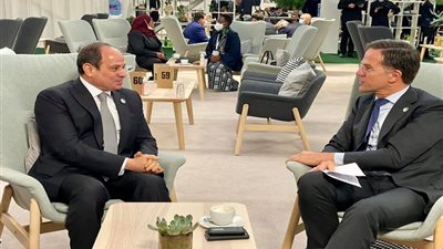 السيسي ورئيس وزراء هولندا يبحثان دفع علاقات التبادل التجاري والسياحة والهجرة.. يناقشان التعاون في إدارة المياه وأنظمة الري والزراعة وإدارة الموانئ