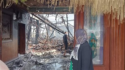 آثار حريق نشب في قاعة أفراح بالدقهلية (صور) 