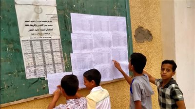 نشر نتائج صفوف النقل على الجدران بمدارس الجيزة (صور)
