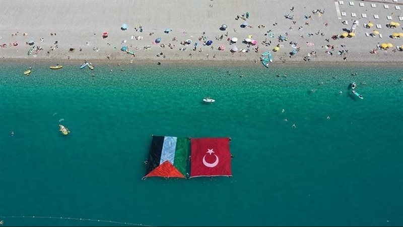 العلمين التركي والفلسطيني،