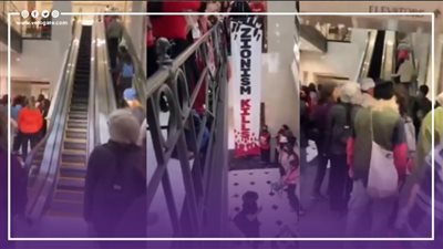 لحظة أقتحام نشطاء يساندون فلسطين لقنصلية الاحتلال في سان فرانسيسكو (فيديو)